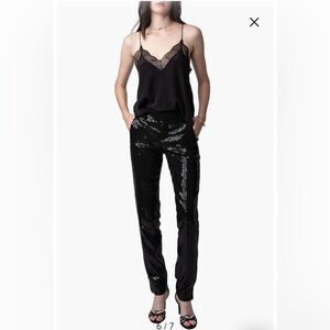Zadig & Voltaire Fashion Show Prune Sequin Trousers Black Size 38/ M/US 6